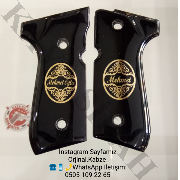 Beretta F92 Fs İçin Kişiye Özel Sarı İşlemeli Kabze