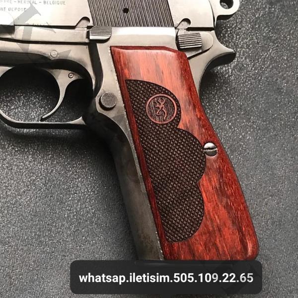 Browning Hi Power İçin Orjinal Gül ağacı Kabze.